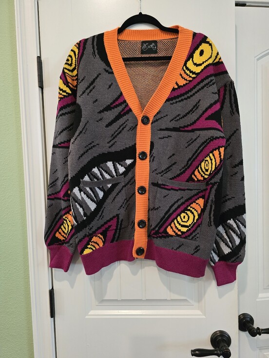 Steady Hands Other - Steady Hands Chainsaw Man Fox Devil Gray/Orange Knit Cardigan Size Mens S/M